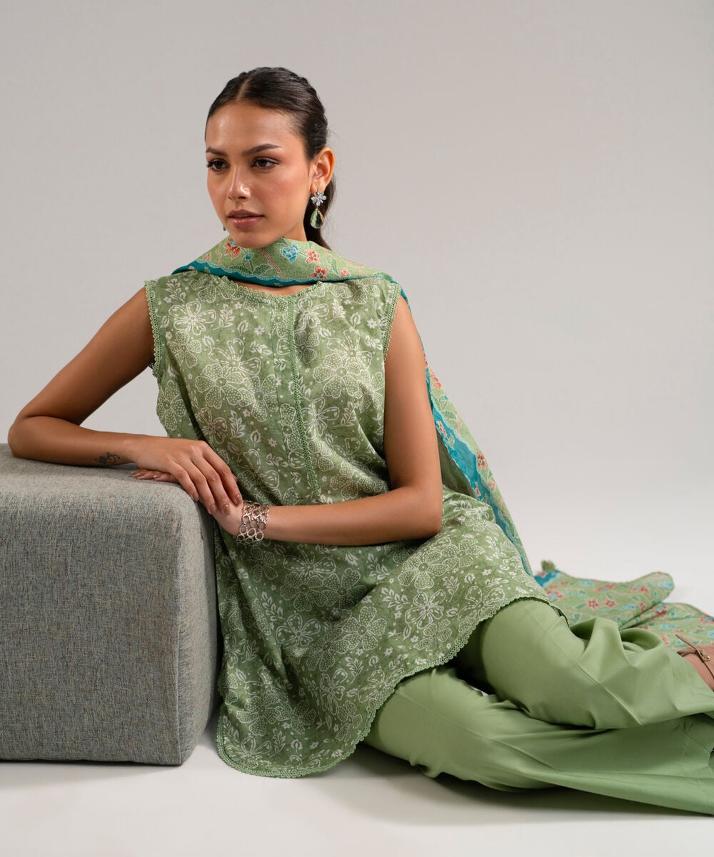 3 Piece - Printed Lawn Suit — Sapphire
