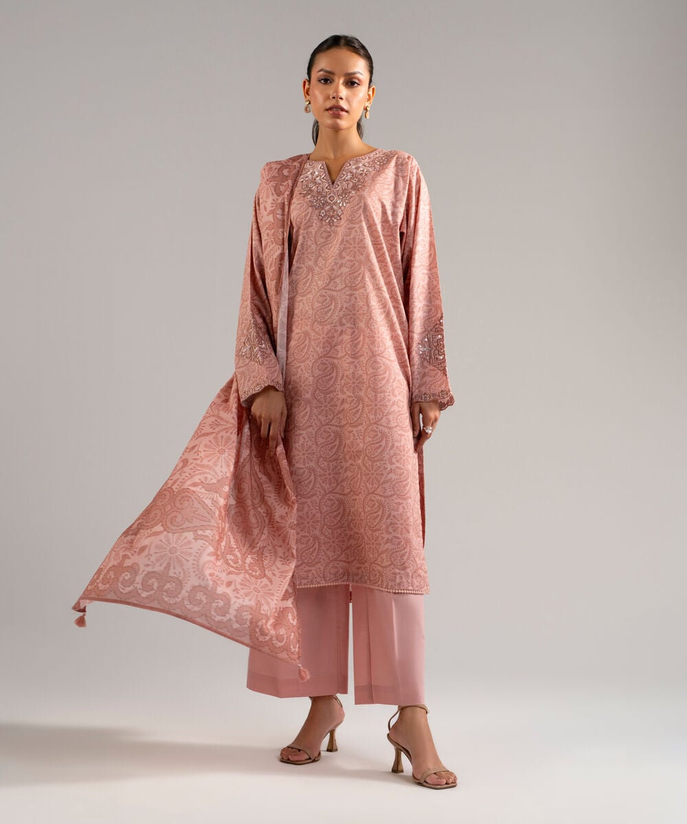 3 Piece - Embroidered Lawn Suit โ Sapphire view 3