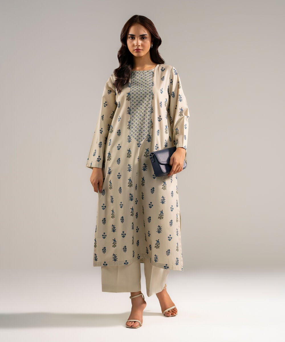 2 Piece - Embroidered Cambric Suit — Sapphire