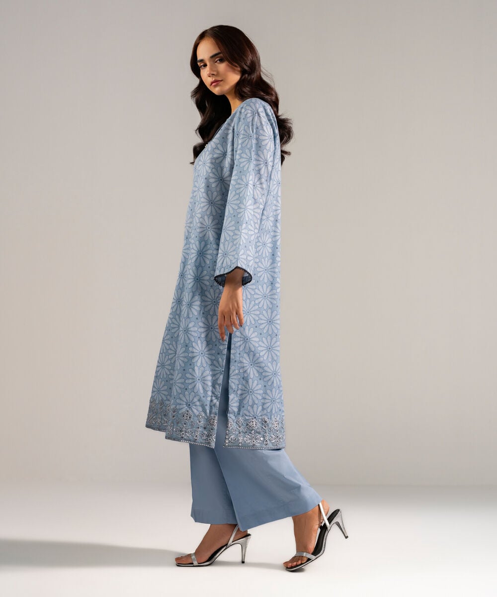 2 Piece - Embroidered Cambric Suit โ Sapphire view 3