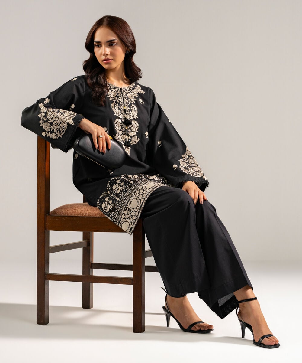 2 Piece - Embroidered Cambric Suit — Sapphire