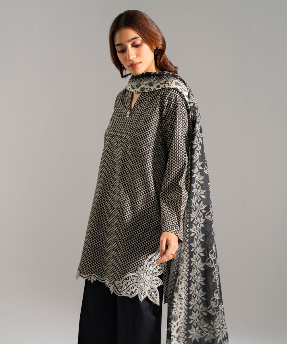 3 Piece - Embroidered Cambric Suit โ Sapphire view 3