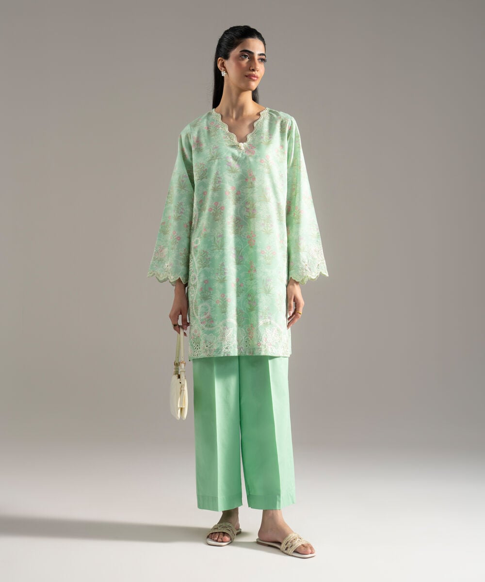 2 Piece - Embroidered Cotton Viscose Suit — Sapphire