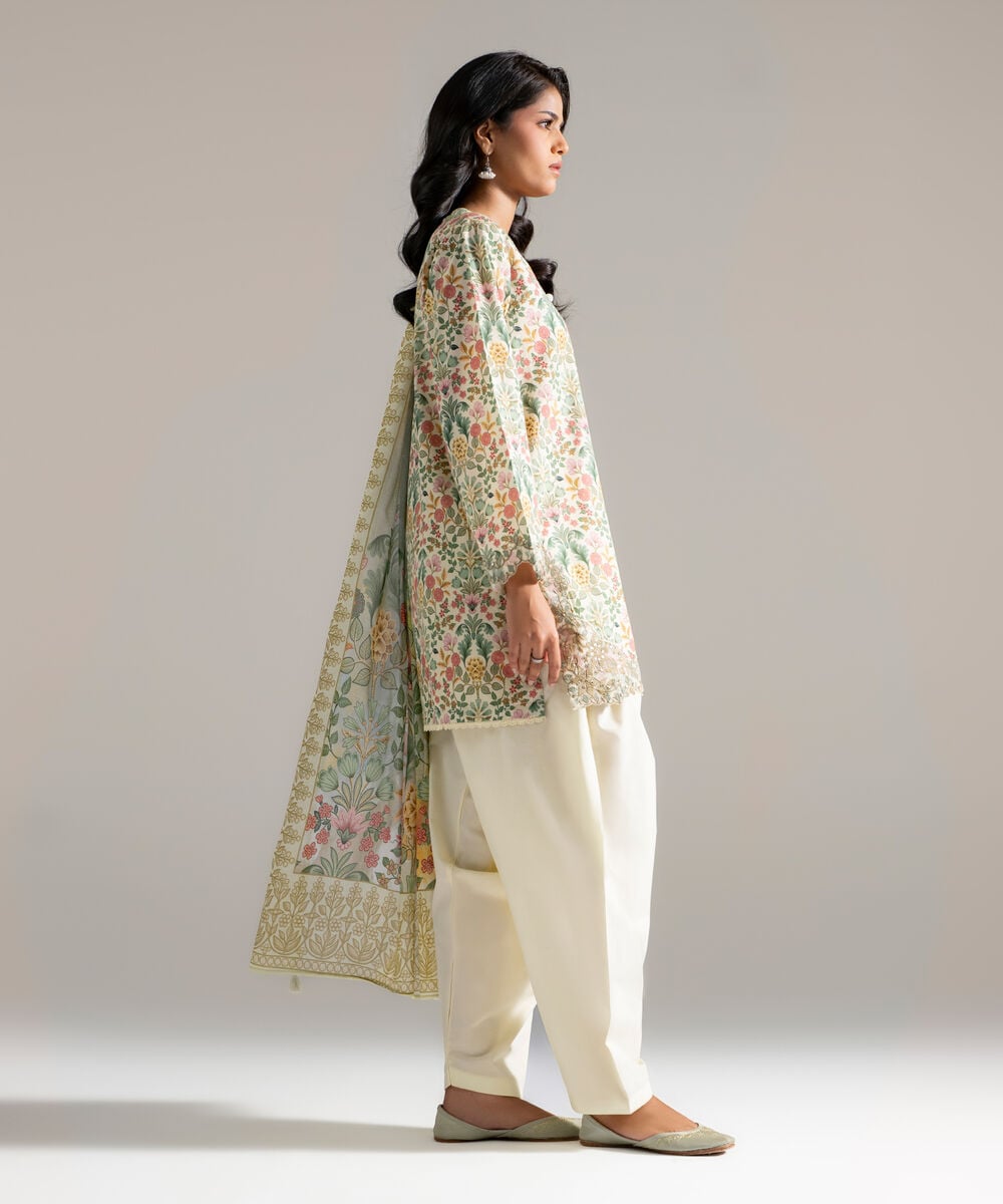3 Piece - Embroidered Cambric Suit — Sapphire view 3