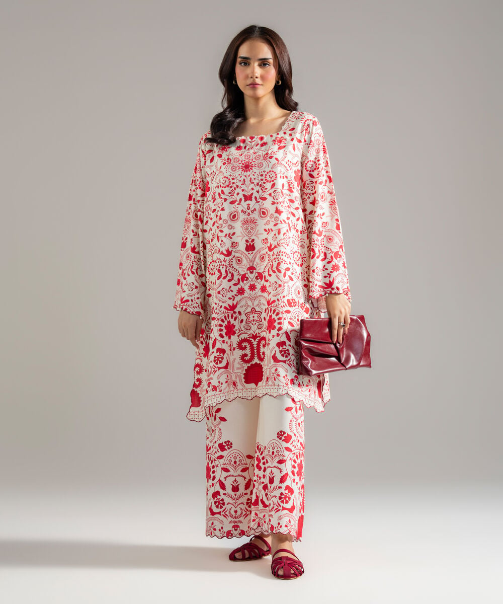 Printed Arabic Lawn Flared Pants โ Sapphire view 3