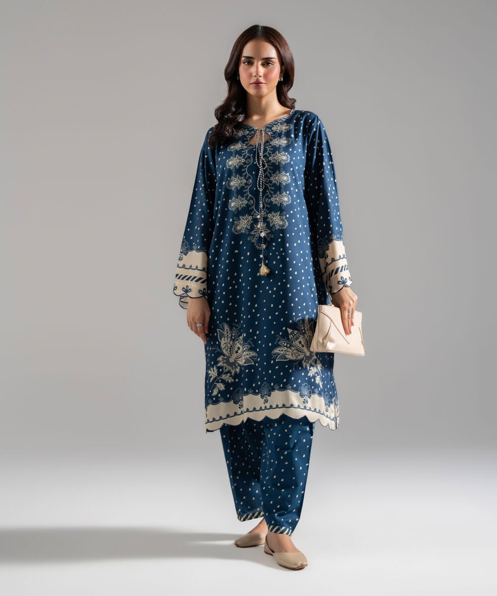 Printed Cambric Shalwar — Sapphire