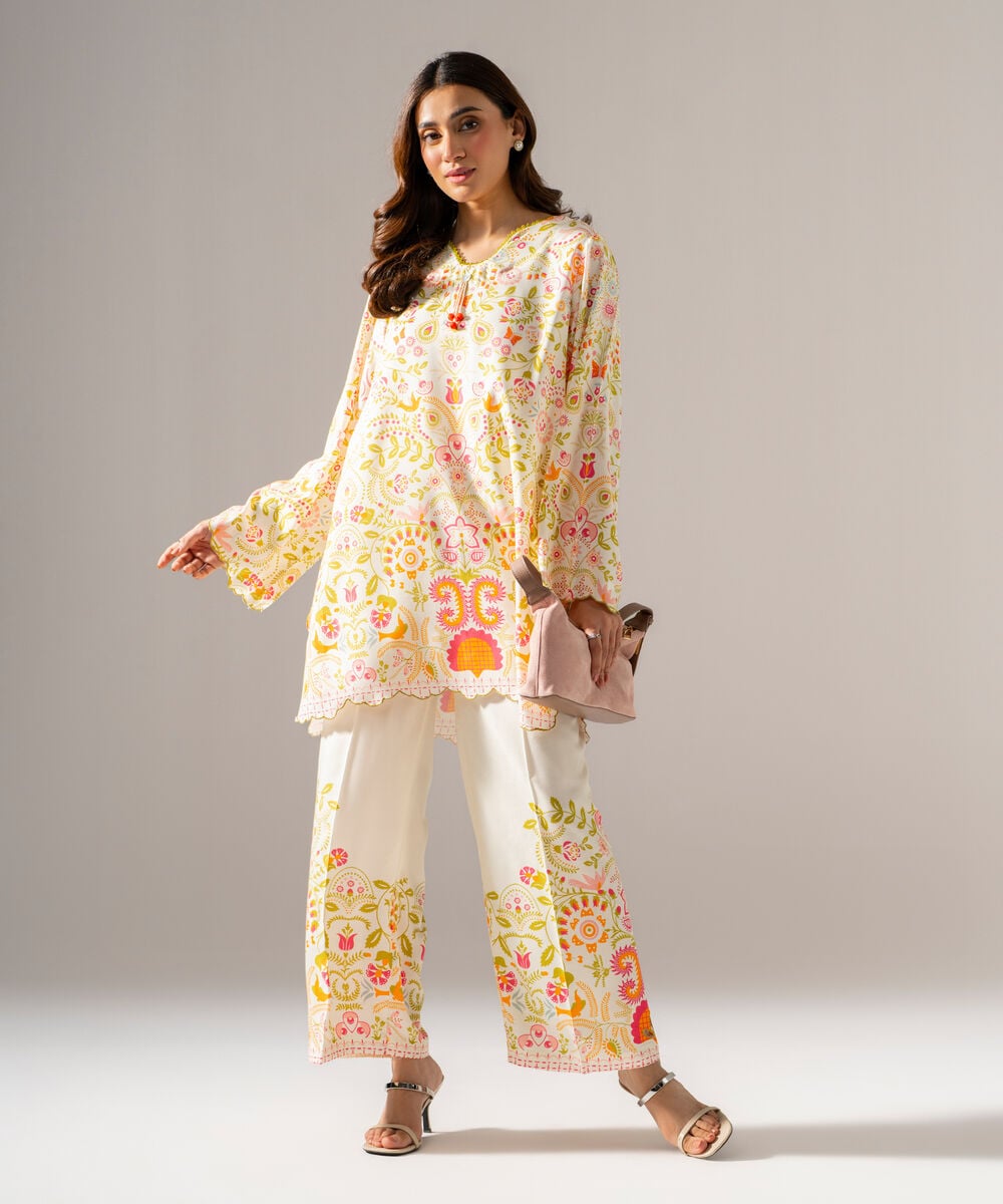Printed Arabic Lawn Shirt โ Sapphire view 3