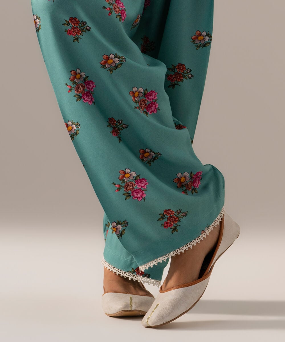 Printed Arabic Lawn Shirt — Sapphire