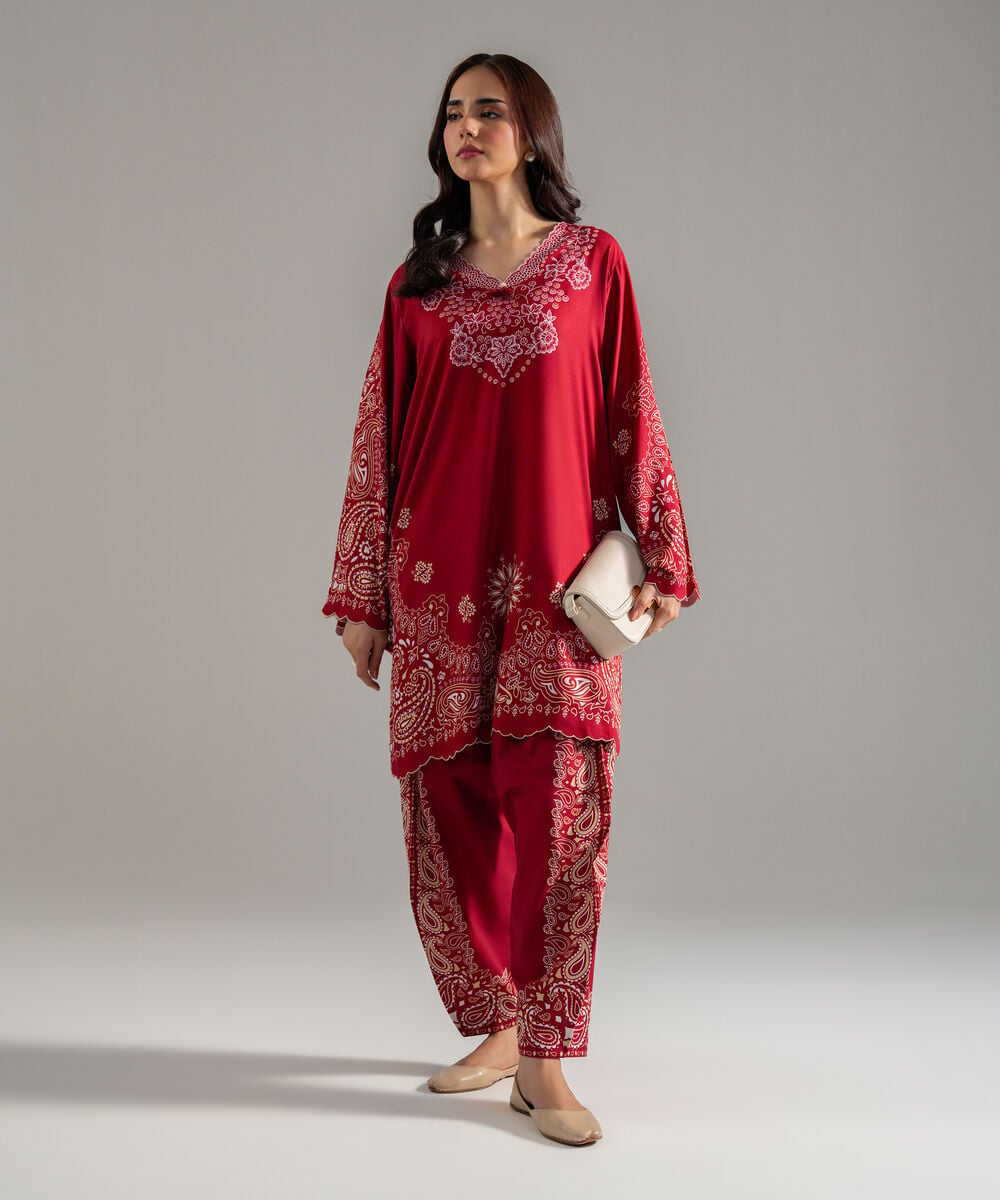 Printed Arabic Lawn Shirt โ Sapphire view 3