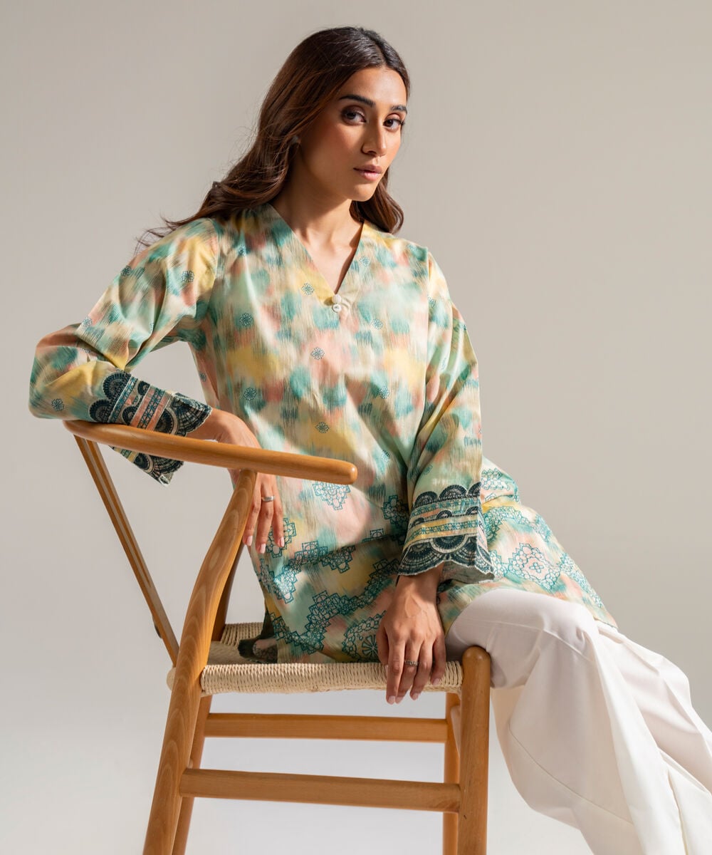 2 Piece - Embroidered Cambric Suit — Sapphire