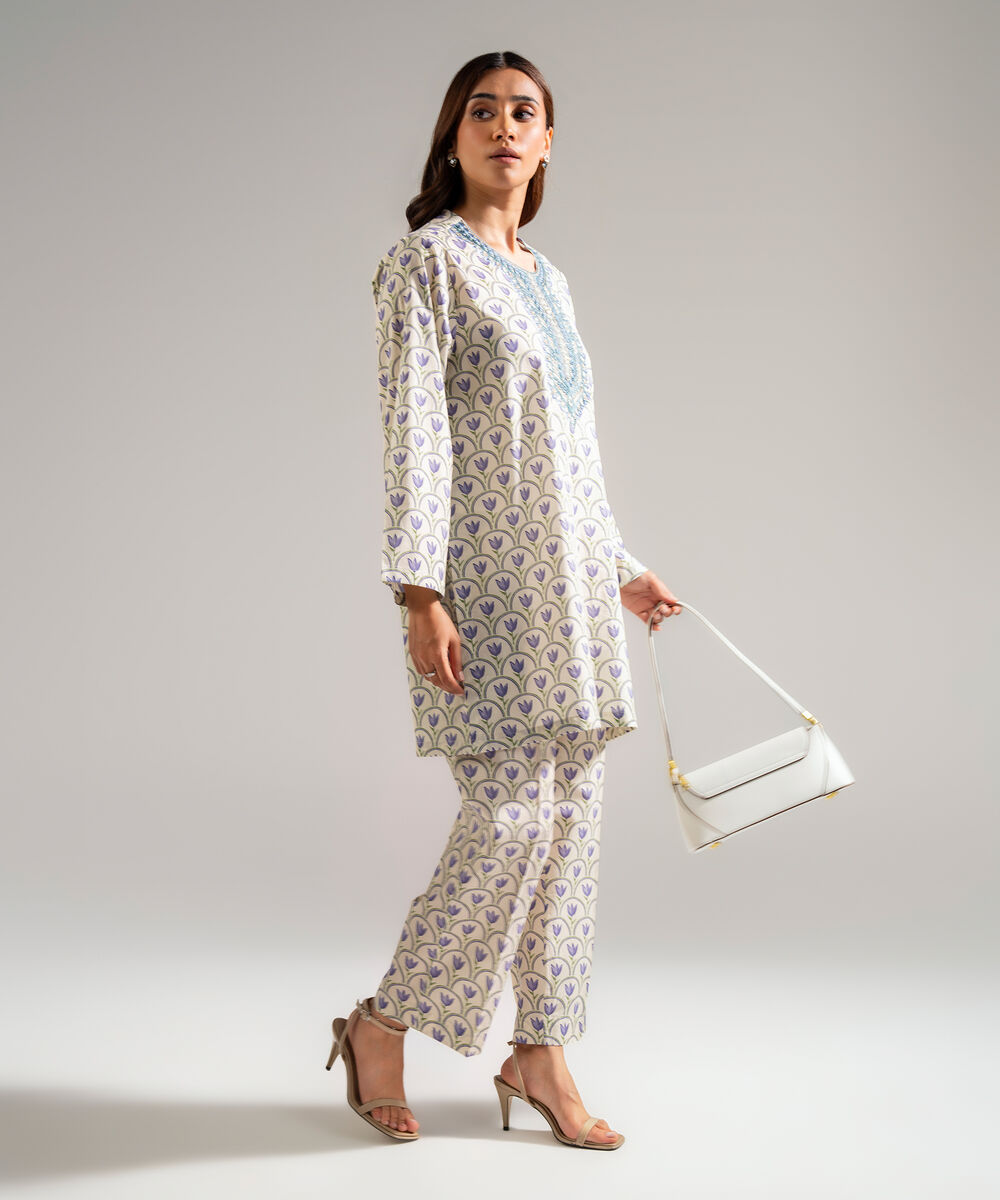 2 Piece - Embroidered Cambric Suit โ Sapphire view 3