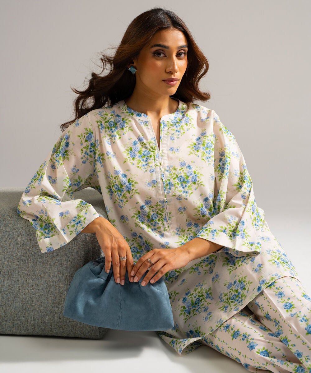 Printed Lawn Shirt — Sapphire