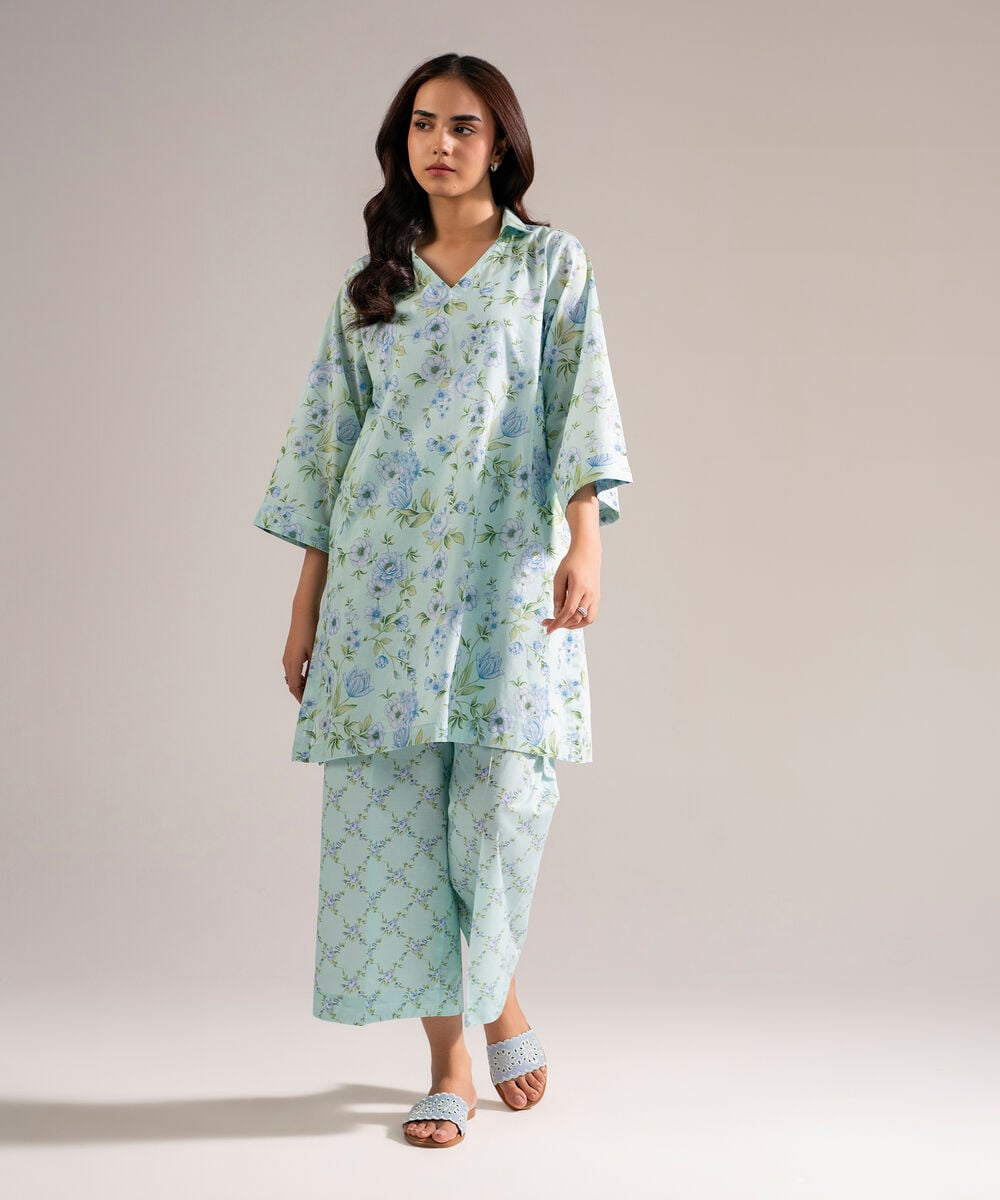 Printed Lawn Shirt — Sapphire view 3