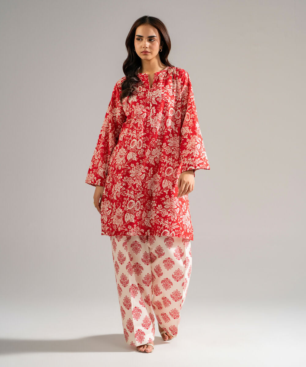 Printed Cambric Farshi Shalwar — Sapphire