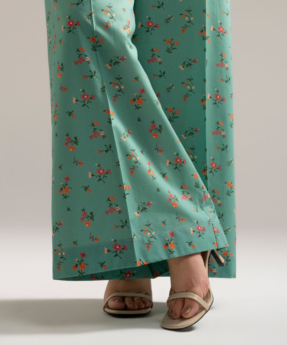 Printed Cambric Flared Pants — Sapphire
