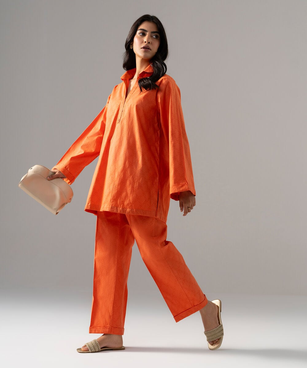 2 Piece - Solid Textured Cotton Suit — Sapphire