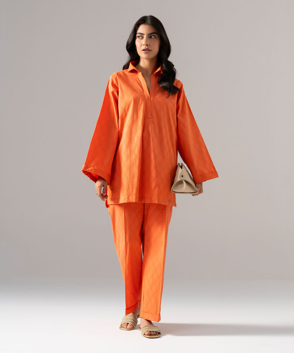 2 Piece - Solid Textured Cotton Suit โ Sapphire view 3