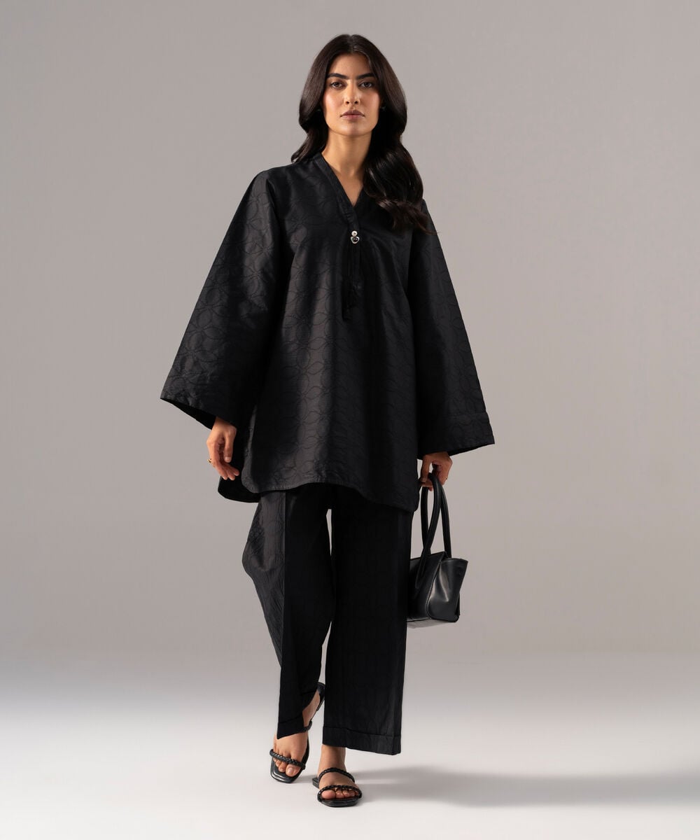 2 Piece - Solid Textured Cotton Suit — Sapphire
