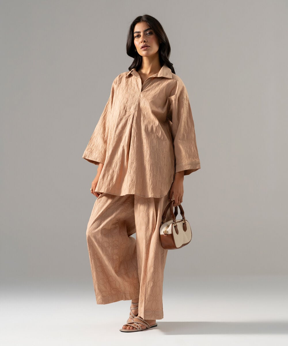 2 Piece - Solid Textured Cotton Suit — Sapphire