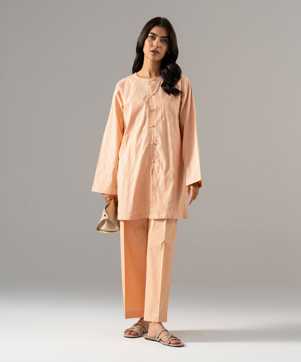 2 Piece - Solid Textured Cotton Suit — Sapphire