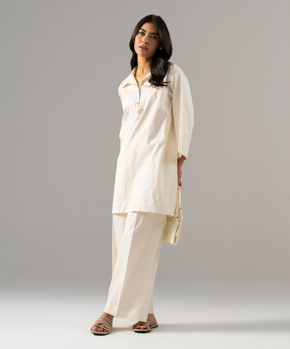 2 Piece - Solid Textured Cotton Suit โ Sapphire view 3