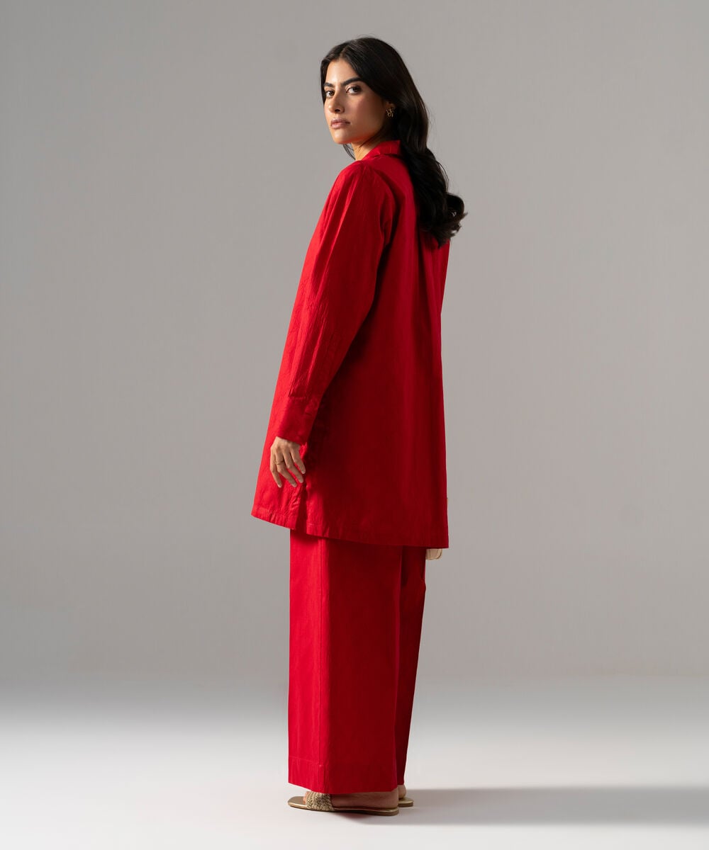 2 Piece - Solid Textured Cotton Suit โ Sapphire view 3