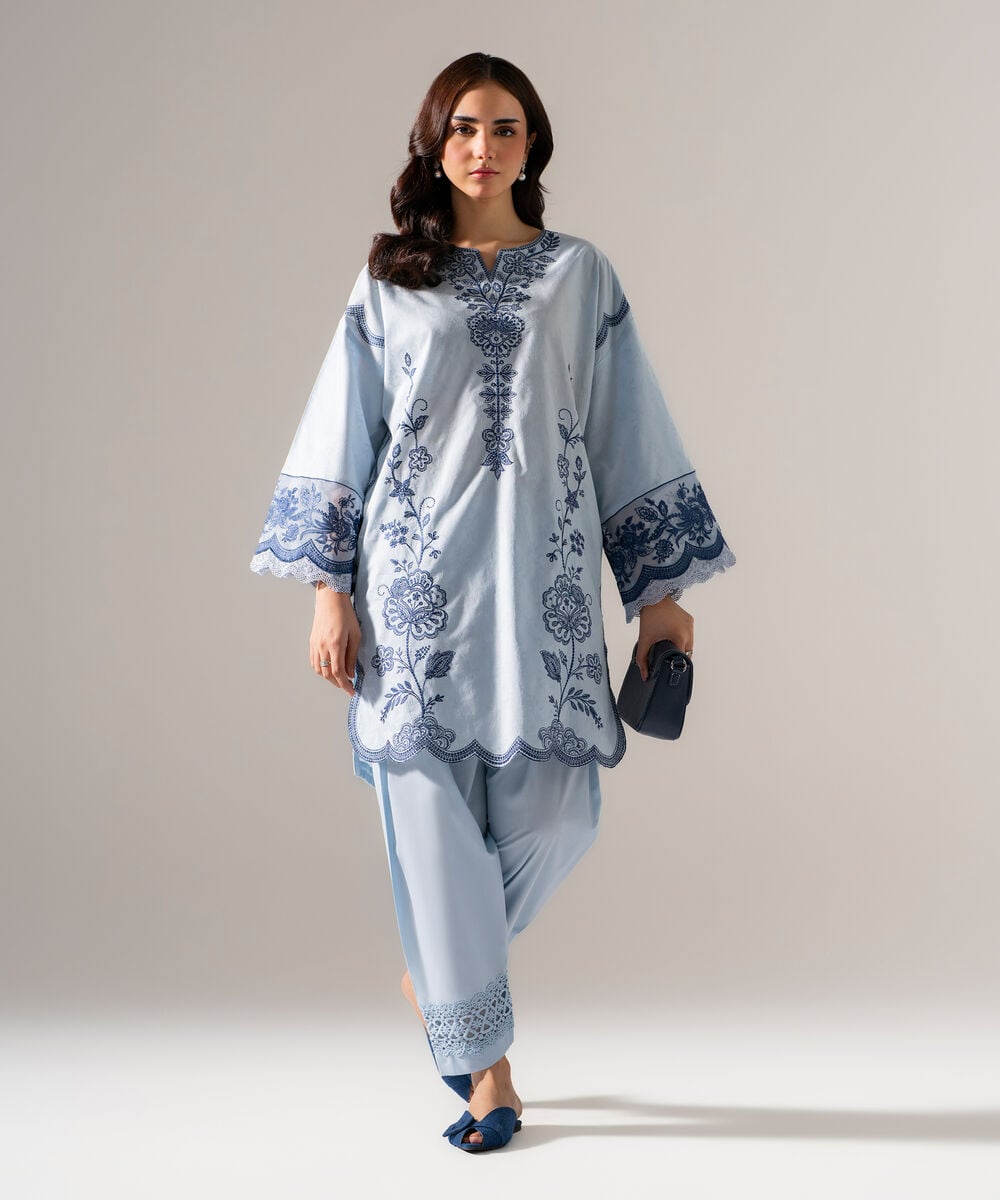 2 Piece - Embroidered Jacquard Suit โ Sapphire view 3