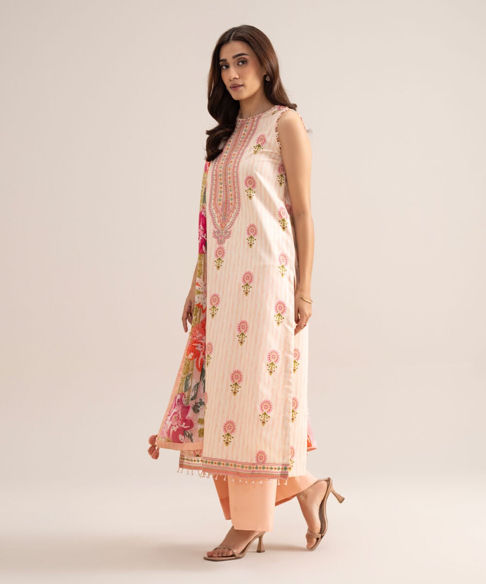3 Piece - Embroidered Arabic Lawn Suit — Sapphire view 3