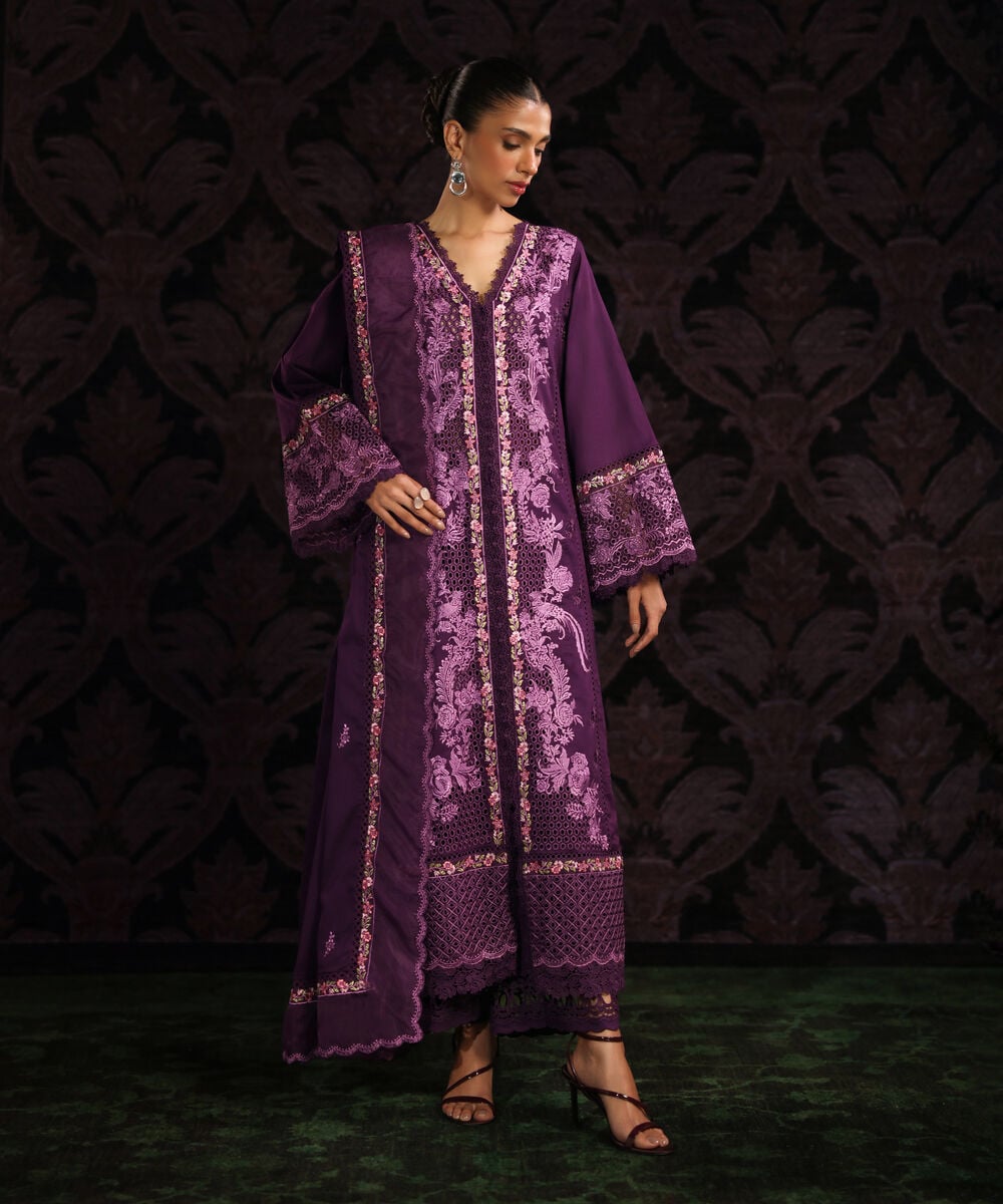3 Piece - Embroidered Jacquard Suit โ Sapphire view 3