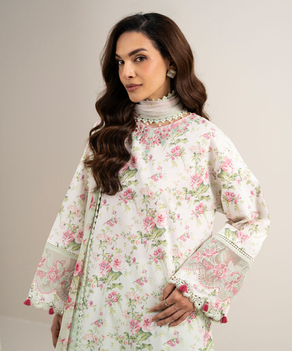 3 Piece - Embroidered Lawn Suit โ Sapphire view 3