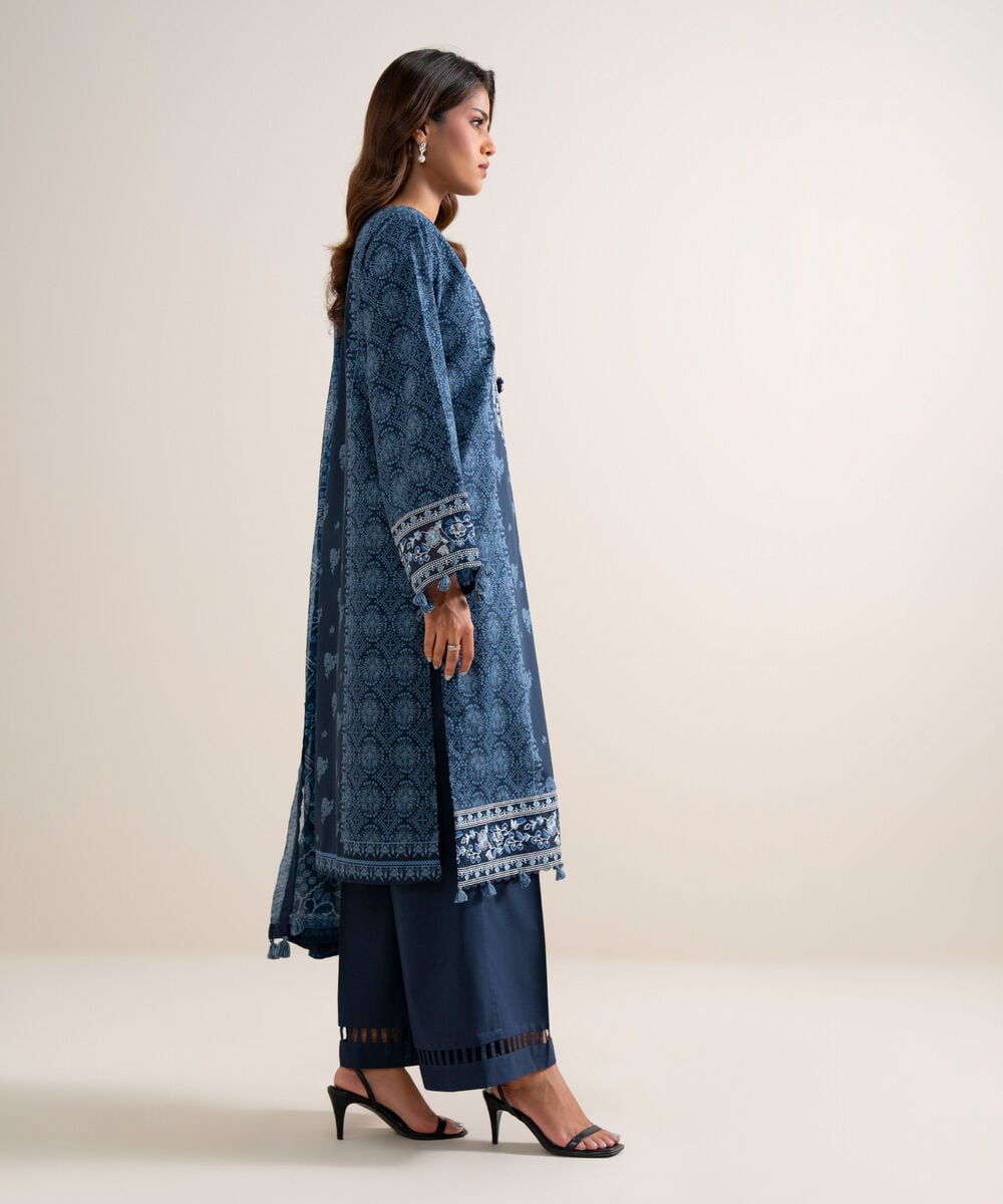 3 Piece - Embroidered Lawn Suit โ Sapphire view 3