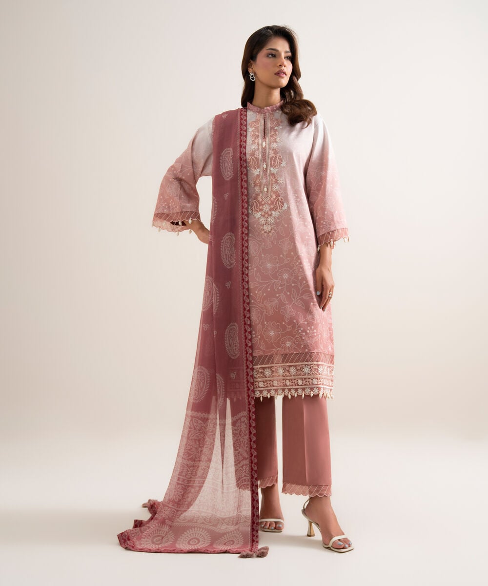 3 Piece - Embroidered Lawn Suit — Sapphire
