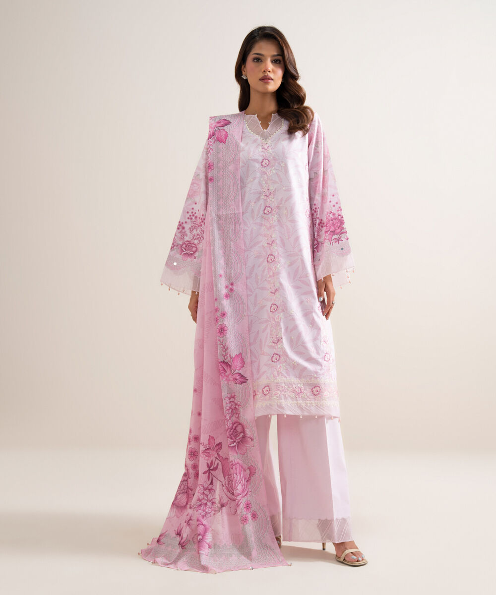 3 Piece - Embroidered Lawn Suit — Sapphire