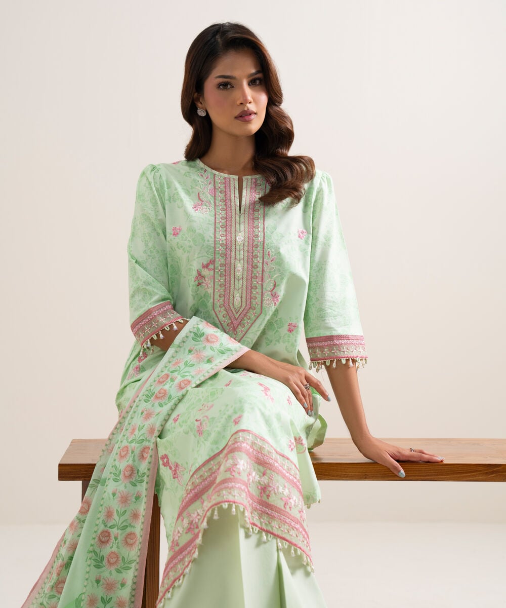 3 Piece - Embroidered Lawn Suit — Sapphire