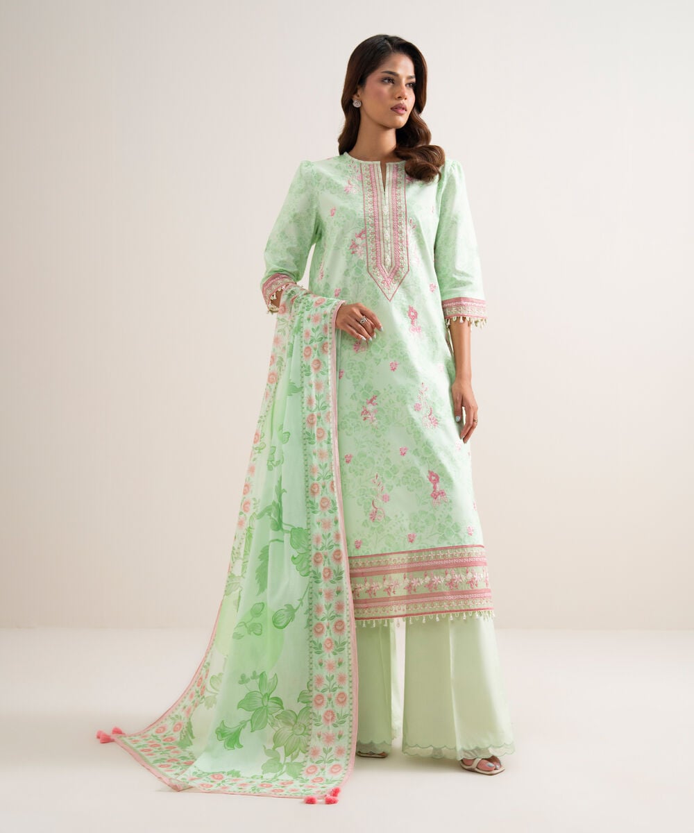 3 Piece - Embroidered Lawn Suit — Sapphire view 3