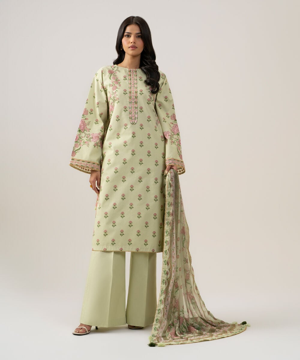 3 Piece - Embroidered Lawn Suit — Sapphire