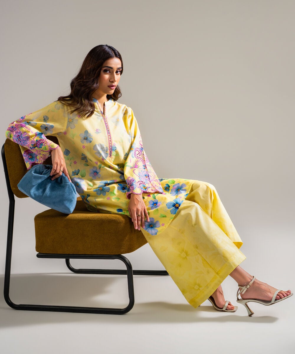 Printed Cambric Flared Pants โ Sapphire view 3