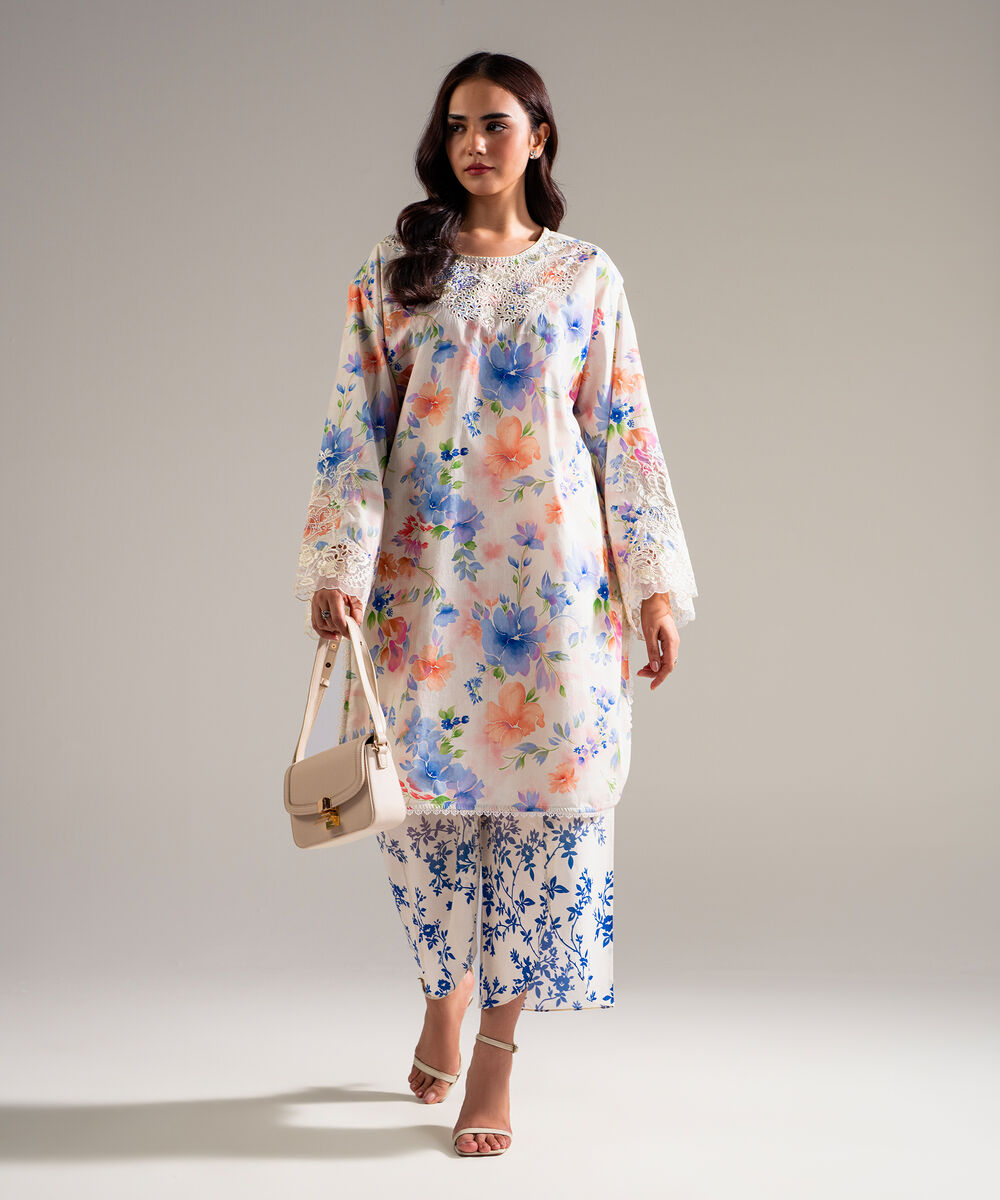 Embroidered Lawn Shirt — Sapphire