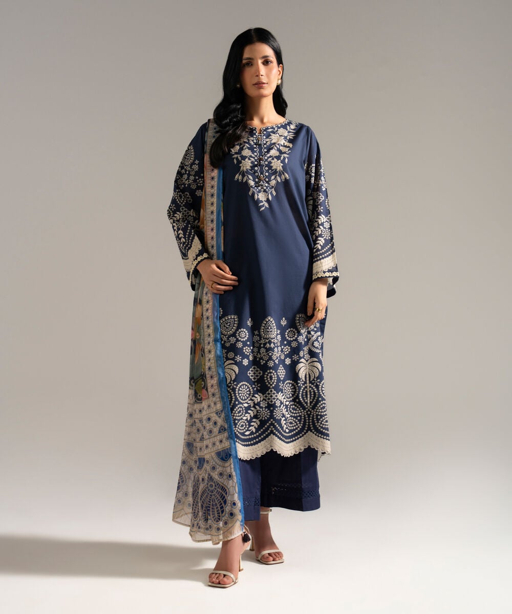 3 Piece - Printed Lawn Suit โ Sapphire view 3