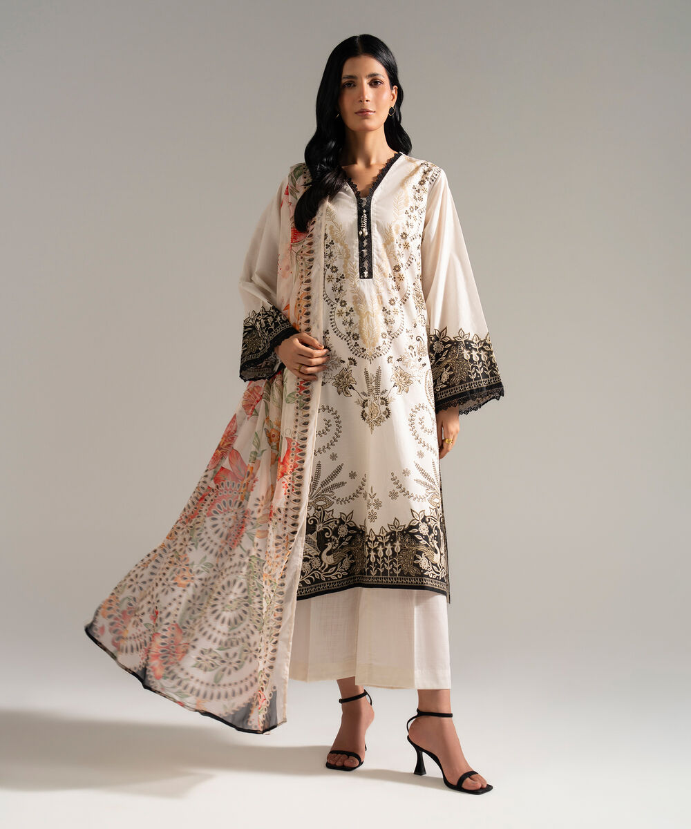 3 Piece - Printed Lawn Suit — Sapphire view 3