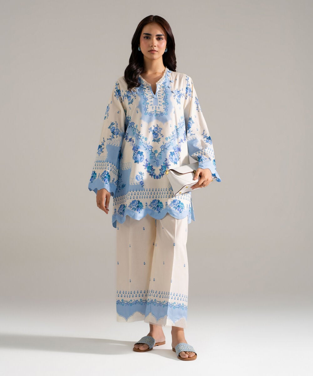 2 Piece - Printed Cotton Viscose Suit โ Sapphire view 3