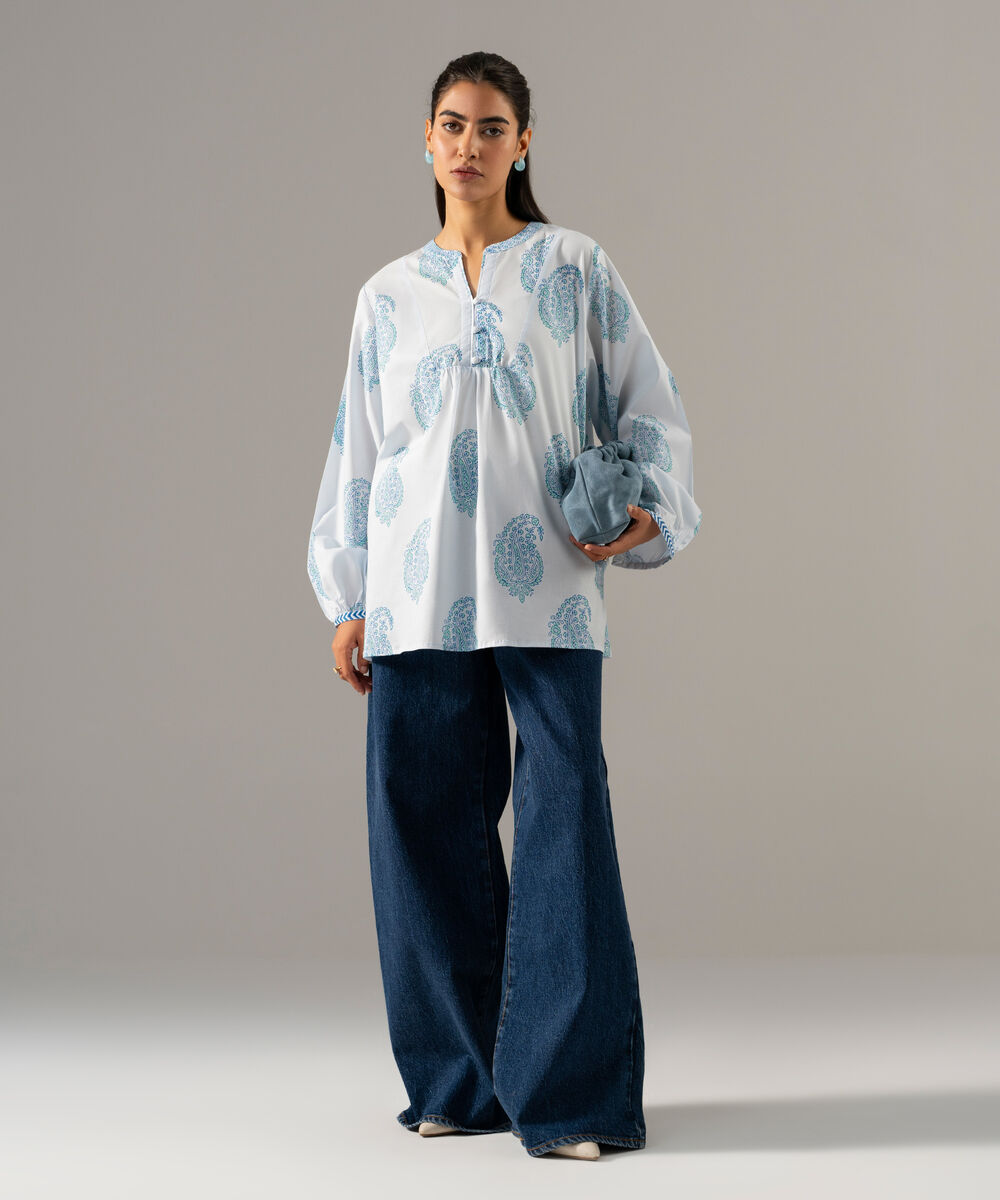 Block Printed Lawn Shirt โ Sapphire view 3