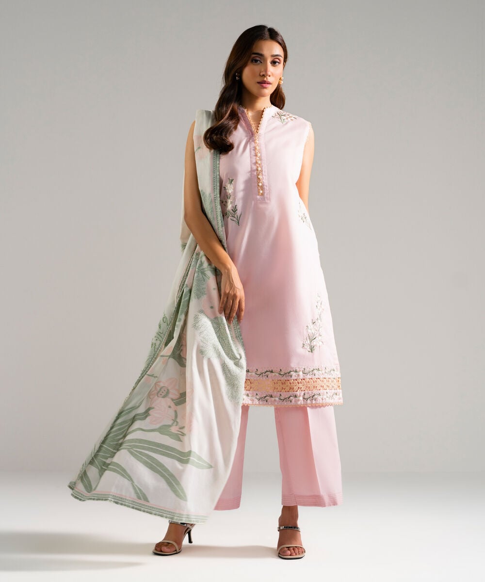 2 Piece - Embroidered Cambric Suit — Sapphire