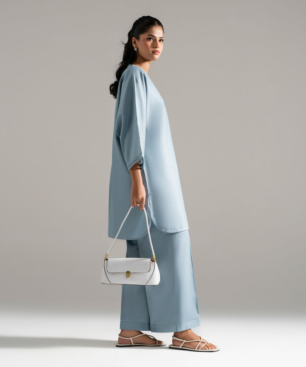 2 Piece - Solid Cotton Linen Suit โ Sapphire view 3
