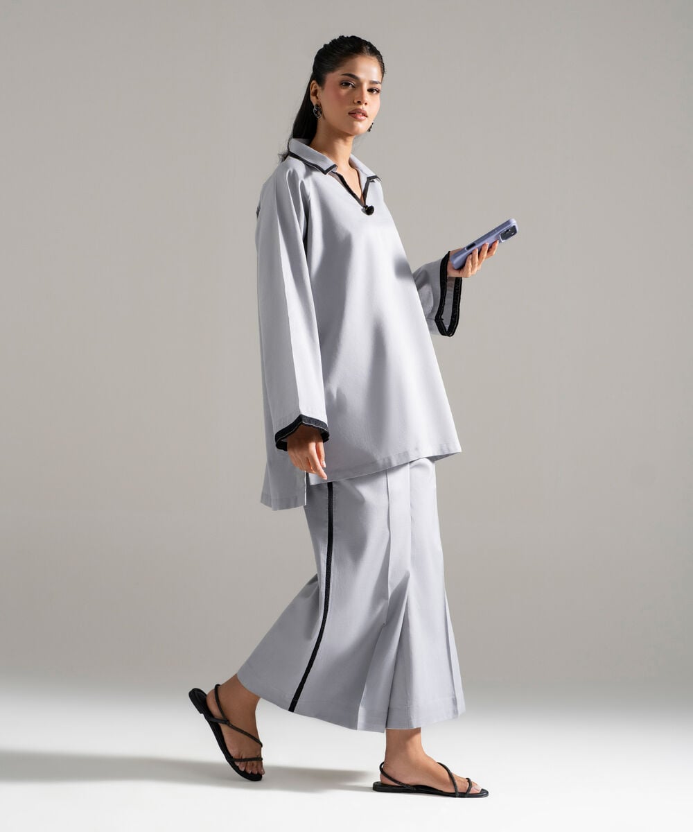 2 Piece - Solid Cotton Linen Suit — Sapphire