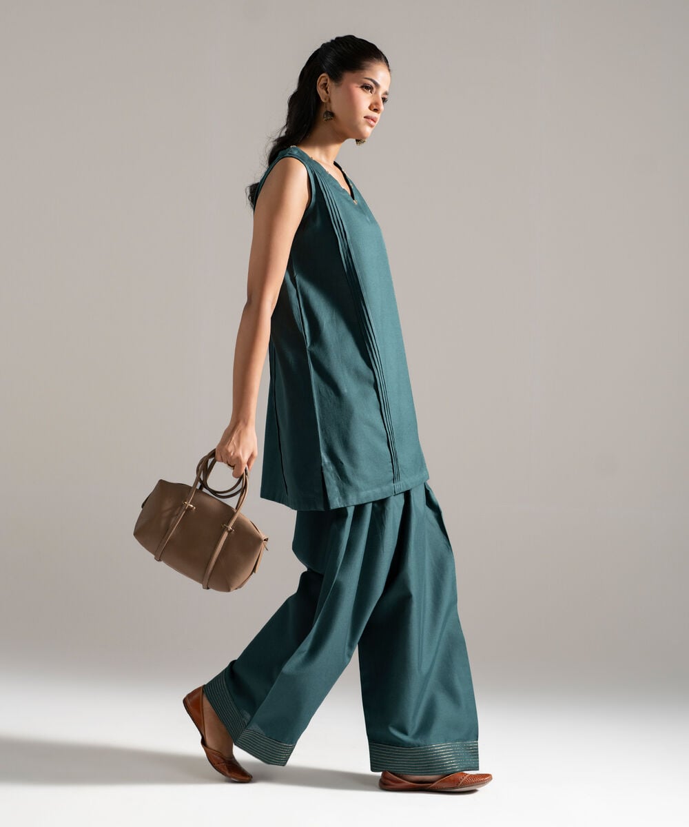 2 Piece - Solid Cotton Linen Suit โ Sapphire view 3