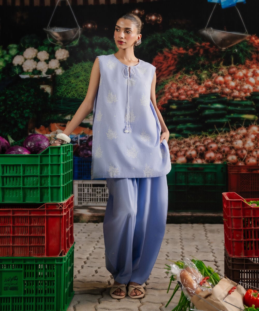 2 Piece - Printed Lawn Suit — Sapphire