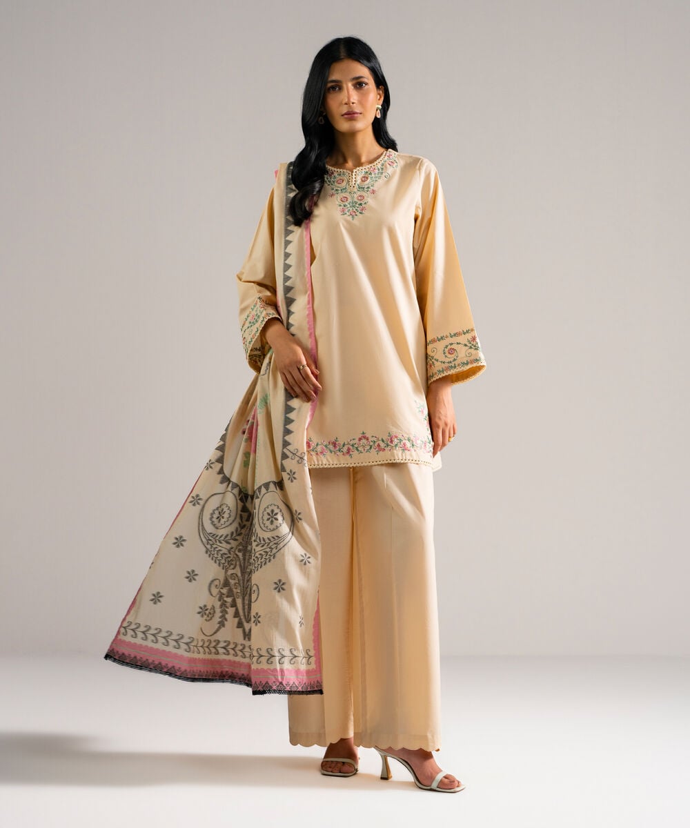 2 Piece - Embroidered Cambric Suit — Sapphire
