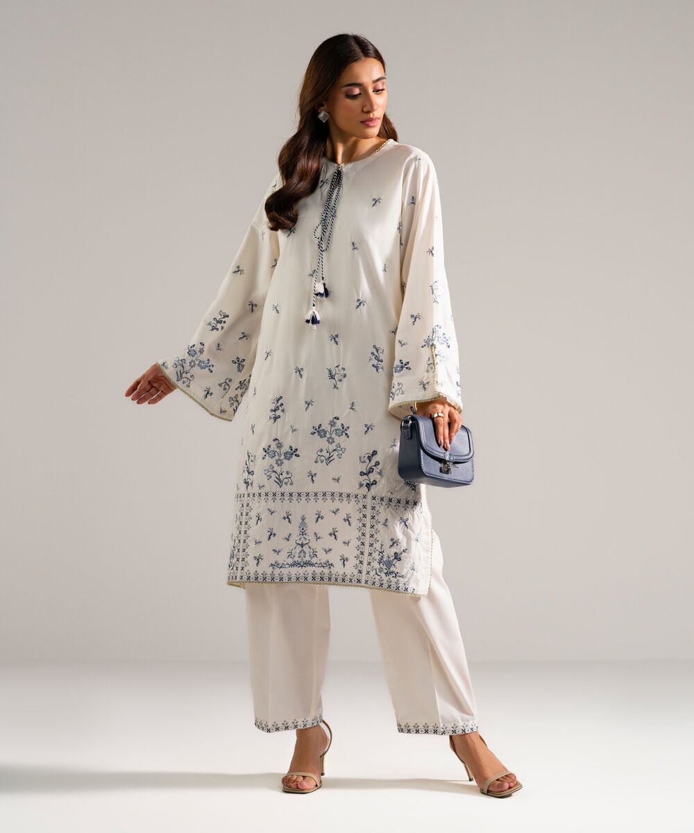 2 Piece - Embroidered Cambric Suit — Sapphire