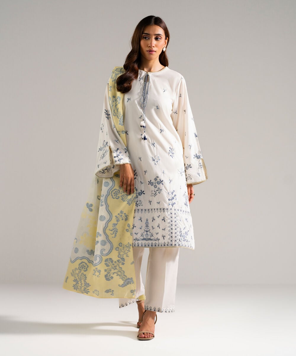 2 Piece - Embroidered Cambric Suit โ Sapphire view 3